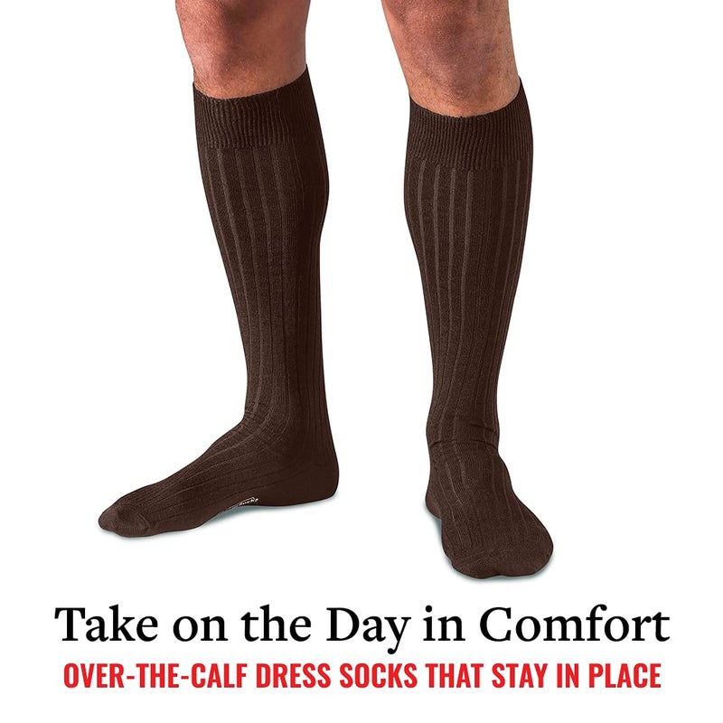 BoardroomSocks Merino Wool Dress Socks for Men â€“ Over-the-Calf, Ribbed Wool Dress Socks for Menâ€™s Size 8-12 â€“ Comfortable and Breathable Socks with Reinforced Heel and Toe by Boardroom Socks, Brown - Image 3